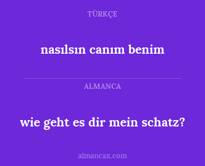 nasılsın canım benim - wie geht es dir mein schatz?