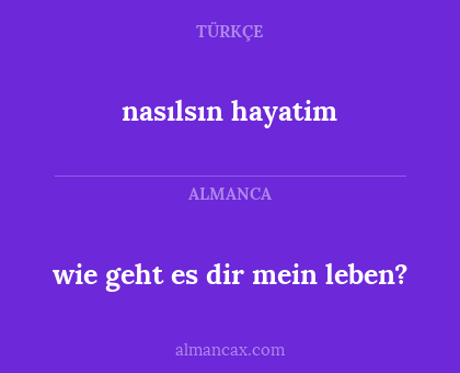wie geht es dir mein leben? - nasılsın  hayatim