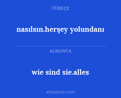 wie sind sie.alles - nasılsın.herşey yolundanı