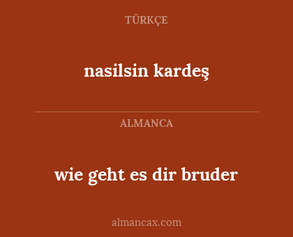 wie geht es dir bruder - nasilsin kardeş