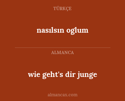 nasılsın oglum - wie geht's dir junge