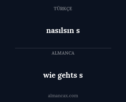 nasılsın s - wie gehts s