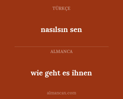 nasılsın sen - wie geht es ihnen