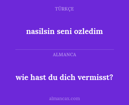 nasilsin seni ozledim - wie hast du dich vermisst?
