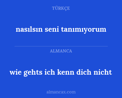nasılsın seni tanımıyorum - wie gehts ich kenn dich nicht