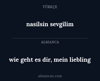 nasilsin sevgilim - wie geht es dir, mein liebling