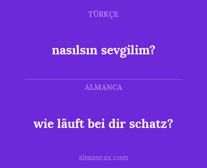 nasılsın sevgilim? - wie läuft bei dir schatz?