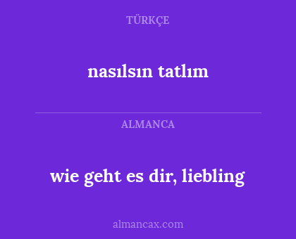 wie geht es dir, liebling - nasılsın tatlım