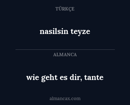 nasilsin teyze - wie geht es dir, tante