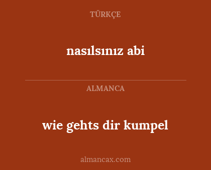 nasılsınız abi - wie gehts dir kumpel