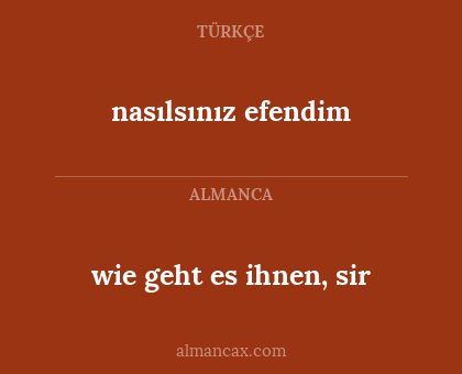 wie geht es ihnen, sir - nasılsınız efendim