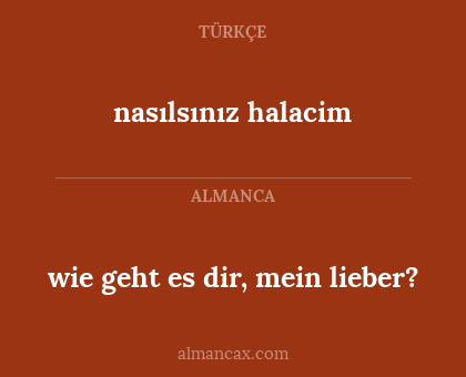 nasılsınız halacim - wie geht es dir, mein lieber?