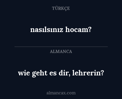 wie geht es dir, lehrerin? - nasılsınız hocam?