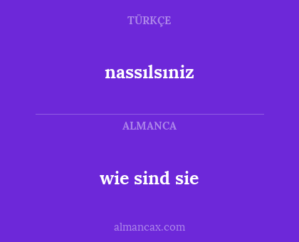 wie sind sie - nassılsıniz