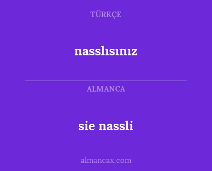 sie nassli - nasslısınız