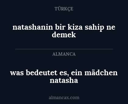 was bedeutet es, ein mädchen natasha - natashanin bir kiza sahip ne demek