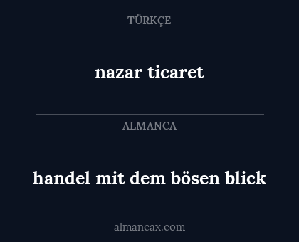 handel mit dem bösen blick - nazar ticaret