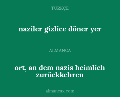 ort, an dem nazis heimlich zurückkehren - naziler gizlice döner yer
