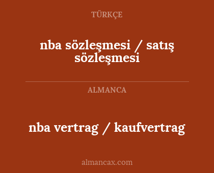nba vertrag / kaufvertrag - nba sözleşmesi / satış sözleşmesi
