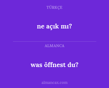 was öffnest du? - ne açık mı?