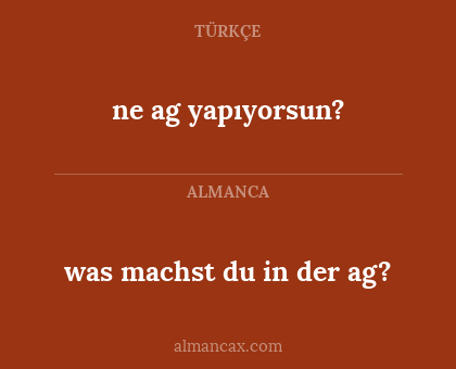 was machst du in der ag? - ne ag yapıyorsun?
