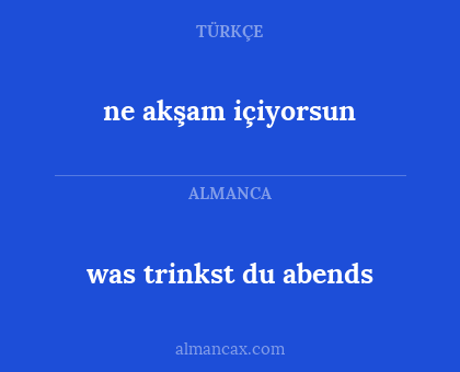 was trinkst du abends - ne akşam içiyorsun