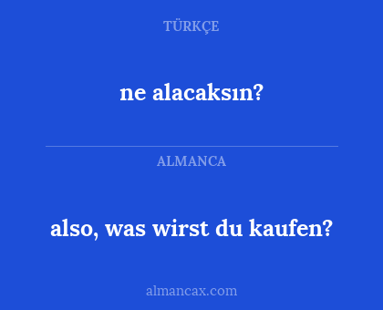 ne alacaksın? - also, was wirst du kaufen?
