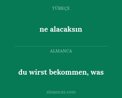 ne alacaksın - du wirst bekommen, was