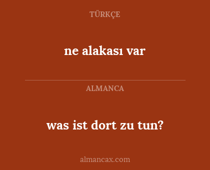 ne alakası var - was ist dort zu tun?