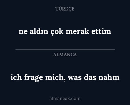 ne aldın çok merak ettim - ich frage mich, was das nahm