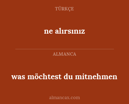 was möchtest du mitnehmen - ne alırsınız