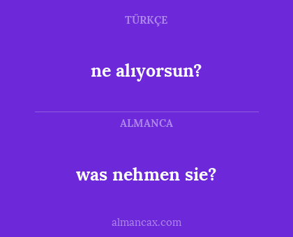 was nehmen sie? - ne alıyorsun?