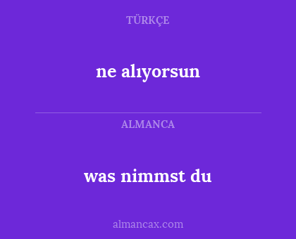 was nimmst du - ne alıyorsun