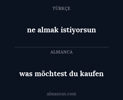 ne almak istiyorsun - was möchtest du kaufen