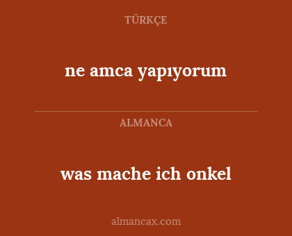 ne amca yapıyorum - was mache ich onkel