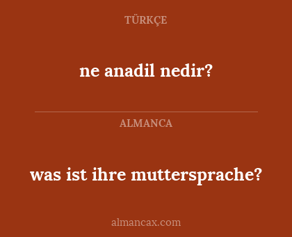 ne anadil nedir? - was ist ihre muttersprache?