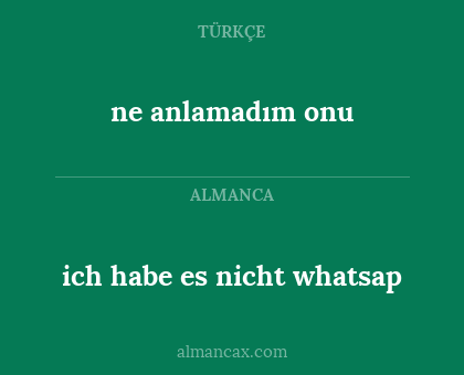ne anlamadım onu - ich habe es nicht whatsap