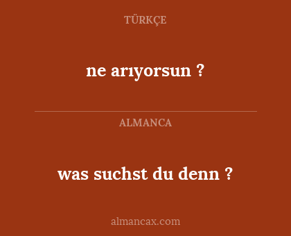 ne arıyorsun ? - was suchst du denn ?