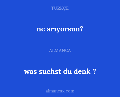 ne arıyorsun? - was suchst du denk ?