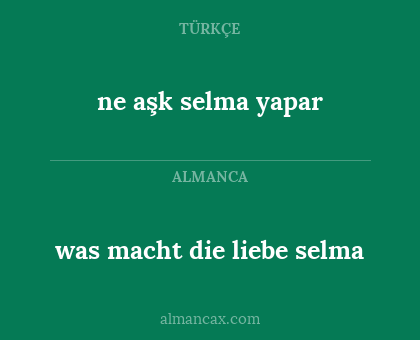 ne aşk selma yapar - was macht die liebe selma