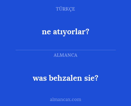 ne atıyorlar? - was behzalen sie?