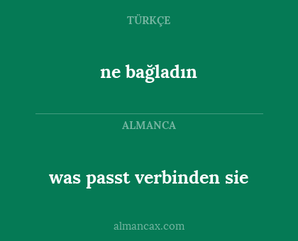 ne bağladın - was passt verbinden sie