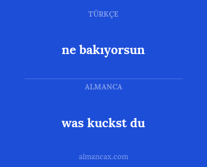 ne bakıyorsun - was kuckst du