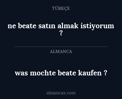 was mochte beate kaufen ? - ne beate satın almak istiyorum ?