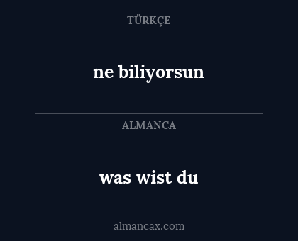 was wist du - ne biliyorsun