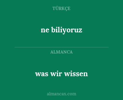 ne biliyoruz - was wir wissen