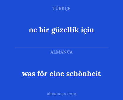 was för eine schönheit - ne bir güzellik için