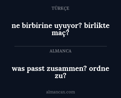 was passt zusammen? ordne zu? - ne birbirine uyuyor? birlikte maç?