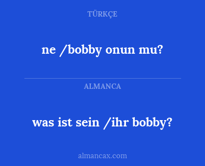 was ist sein /ihr bobby? - ne /bobby onun mu?