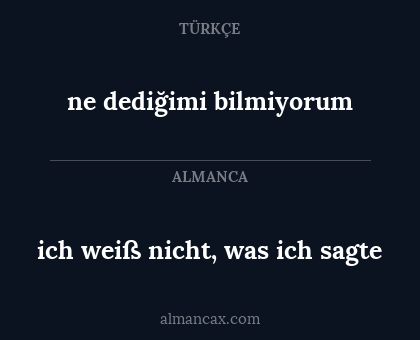 ne dediğimi bilmiyorum - ich weiß nicht, was ich sagte